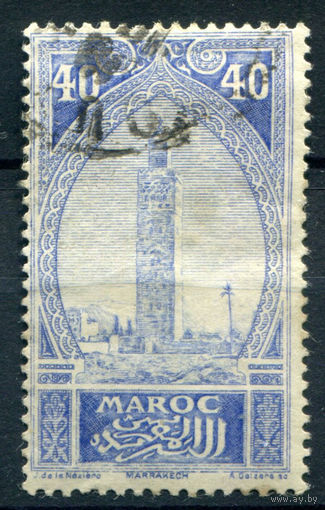 Французские колонии - Марокко - 1917г. - минарет, 40 с - 1 марка - гашёная [Mi 31]. #4-W1-127-A-1