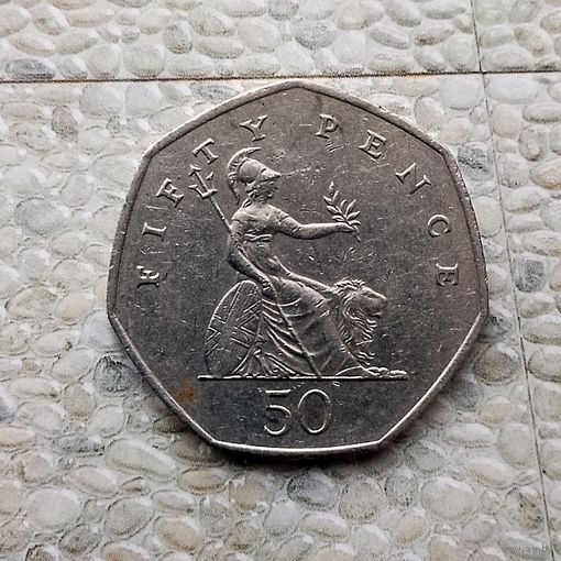 50 пенсов 2001 года Великобритания. Королева Елизавета 2.