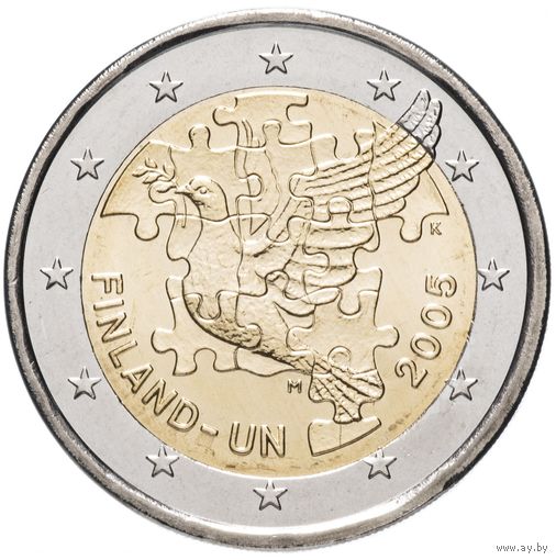 2 Евро 2005 Финляндия 60 лет ООН и 50 лет членству Финляндии в ООН UNC