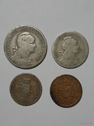 Монеты Cabo Verde, 1930-е, 1960-е, 1970-е, 4 шт. одним лотом.