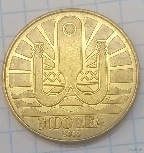 2/2 остров Мореа, Французские заморские территории, 1 доллар, 2018 год.