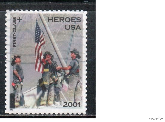 США-2002 (Мих.3581) , гаш. , Памяти героев, Флаг(одиночка),