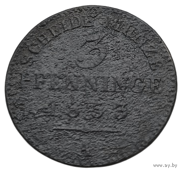 КОРОЛЕВСТВО ПРУССИЯ 3 ПФЕННИНГА 1853 А.