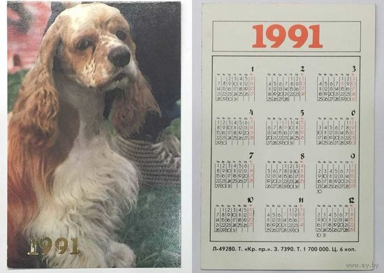 Карманный календарик 1991