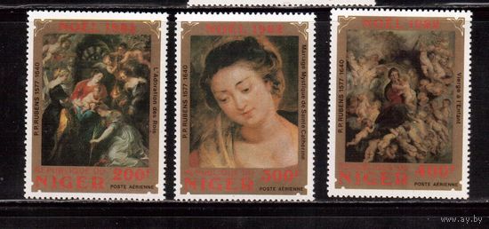Нигер-1982, (Мих.822-824)  ** , Искусство, Живопись,  Рождество, Рубенс(полная серия)