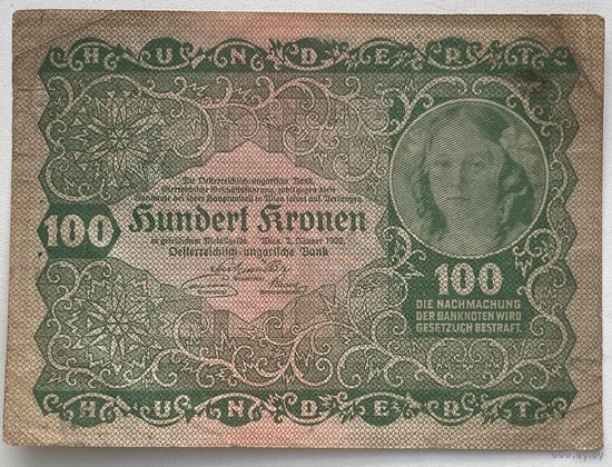 Австрия 100 крон 1922 г.