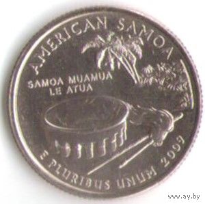 25 центов 2009 г. Американские Самоа серия Штаты и Территории Двор D _UNC
