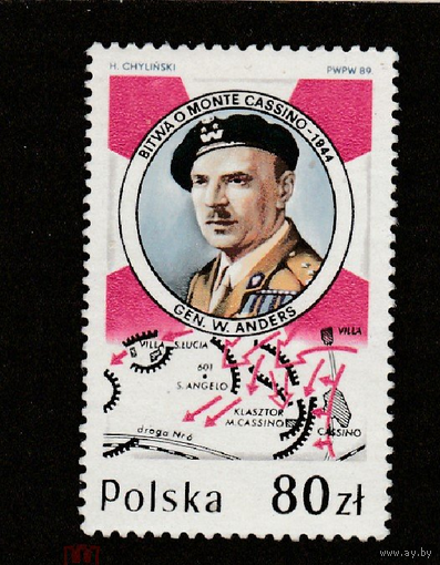 Польша. 1989 г. Вторая мировая война. Битва под Монте-Кассино. Генерал Андерс. **