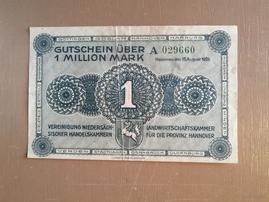 Германия, 1000000 марок 1923 год, Ганновер (Hannover),