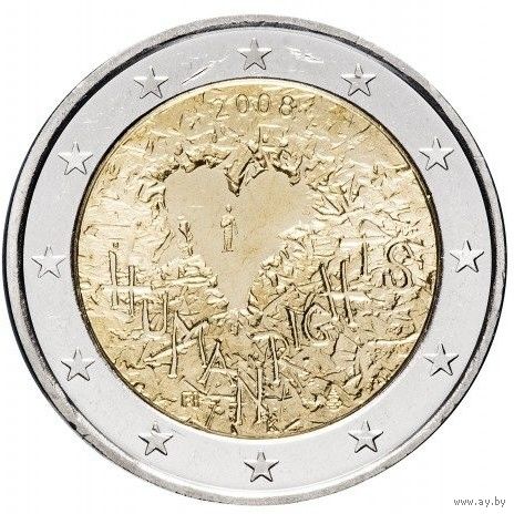 2 Евро 2008 Финляндия 60 лет Всеобщей декларации прав человека UNC