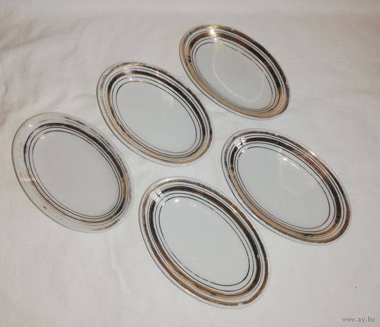 Набор блюдец овальных, фарфор, Дулево, СССР