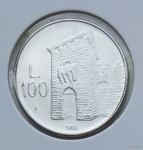 Сан-Марино 100 лир 1988 г. Укрепления Сан-Марино. В холдере