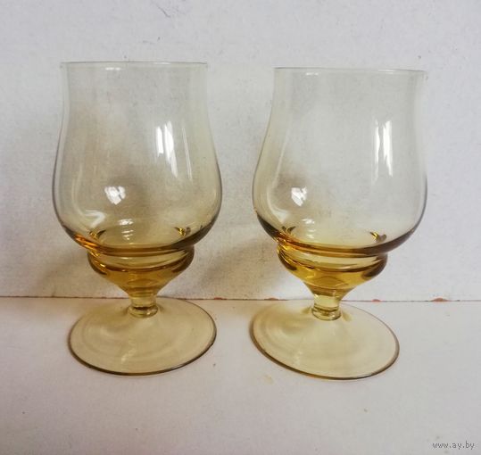 Бокалы, цитриновое стекло, пара, СССР, 1970-е