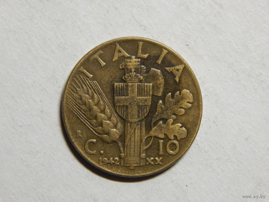 Италия 10 чентезимо 1942г