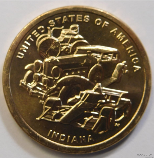 США 1 доллар 2023 Американские инновации  Автомобильная промышленность Индиана Двор D и Р 20-я монета в серии.