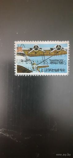 США. 50 лет транстихоокеанской авиапочте. 1985г. гашеная