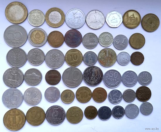 Монеты разных стран Мира 50 штук