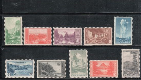 США-1934, (Скотт.740-749), **/ *,   Национальные парки(полная серия)