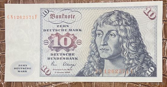 Банкнота 10 марок 1980 год. ФРГ. Альбрехт Дюрер. НЕ БЫЛА В ОБОРОТЕ.