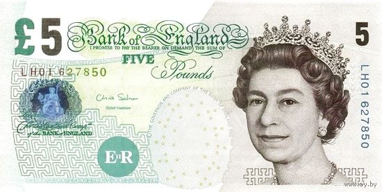 Великобритания 5 фунтов образца 2002 года UNC p391d