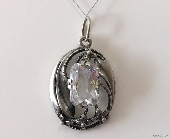 Кулон серебрянный 875 горный хрусталь