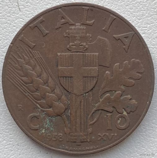 Италия 10 чентезимо 1938 г.