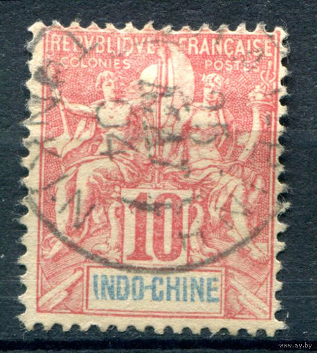 Французский Индокитай - 1899/1901г. - аллегория, 10 с - 1 марка - гашёная [Mi 18]. #4-W1-127-B-1