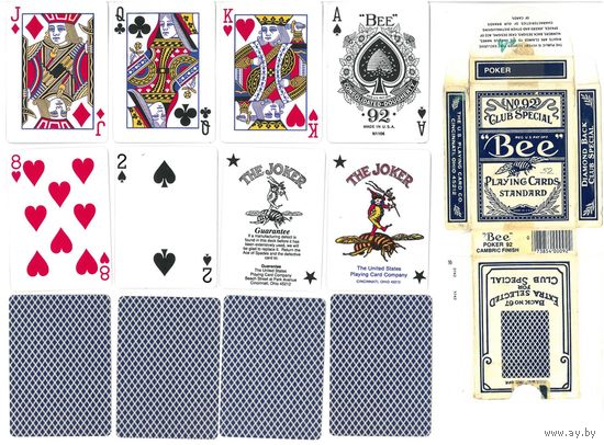 Карты игральные (стандарт), номерные (#92), клубные, 54 шт.