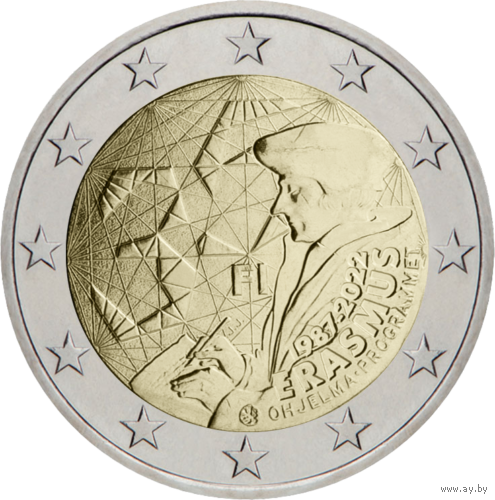 2 Евро Финляндия 2022 35 лет программы Erasmus Эразмус UNC из ролла