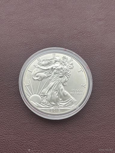 США 1 доллар 2015 года. UNC "Американский серебряный орёл. Шагающая свобода"