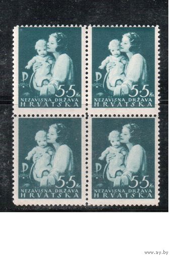 Хорватия(Рейх)-1942,(Мих.85),  ** , Война, Помощь , Мать и дитя, кв.бл.