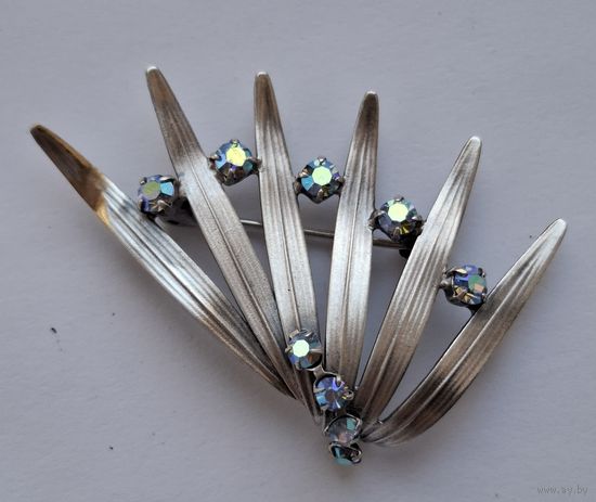 Брошь в форме веера, сияющие кристаллы