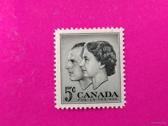 Канада.  Визит королевской четы. ( 1 марка ) 1957 года. 4-5.
