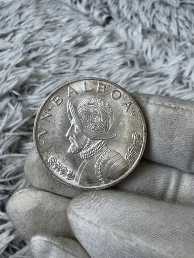 Панама. 1 бальбоа 1966. Серебро. Превосходное состояние. Полный штемпельный блеск. Идеальная детализация. UNC