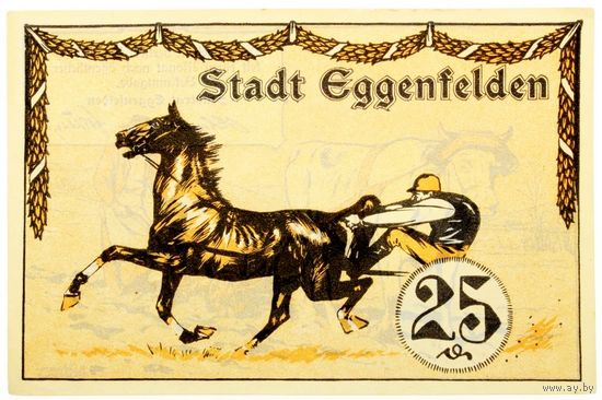 РАСПРОДАЖА!!! - ГЕРМАНИЯ ЭГГЕНФЕЛЬДЕН (Нижняя БАВАРИЯ) 25 пфеннигов 1921 год - UNC!