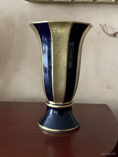 Ваза Нарядная Ильменау кобальт позолота Германия 50-е