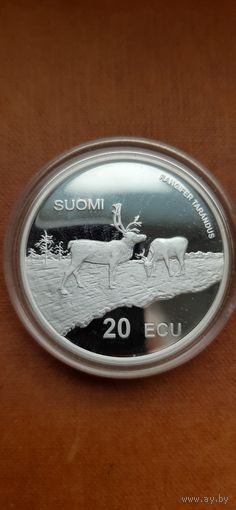 20 ECU 1998г. Финляндия. Карибу