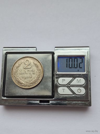 2 лата 1926 года. Латвия. Серебро 835. Монета не чищена. В2 45639.