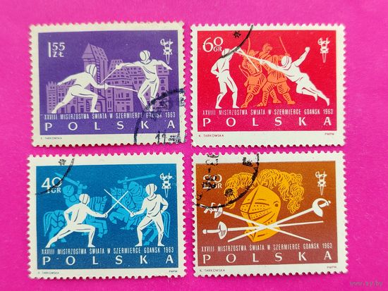 Польша. Спорт. Фехтование. ( 3 марки ) 1963 года. 8-5.