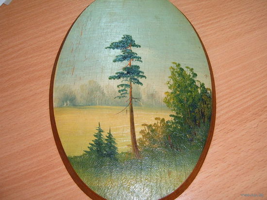 Пейзаж на дереве 1955 год.