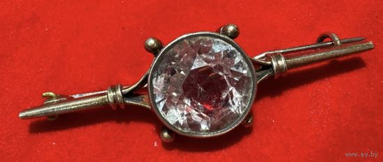 Антикварная брошь. 1950-ые. Серебро 875 рабочий с молотом. Горный хрусталь. Свердловск. 7гр. Сохран!