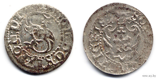 Шеляг 1618, Сигизмунд III Ваза, Рига. Вариант с окончанием легенды '18:.' на Рв., R2