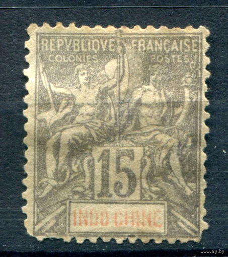 Французский Индокитай - 1899/1901г. - аллегория, 15 с - 1 марка - гашёная [Mi 19]. #4-W1-127-B-1