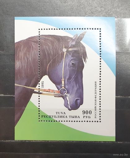 Республика Тыва. 1995 год. Фауна. Лошади (блок) (1217)