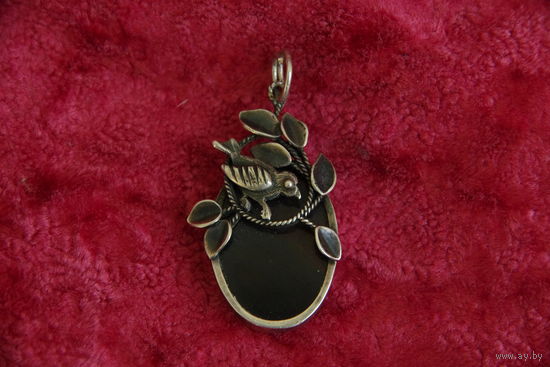 Кулон , серебро, камень  ручная работа (  2,5 см х 4,5 см
