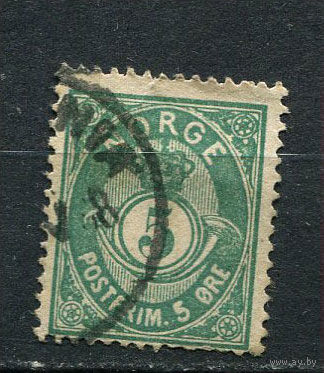Норвегия - 1882/1885 - Цифры 5 O - (есть тонкое место) - [Mi.36b] - 1 марка. Гашеная.  (Лот 45EC)-T5P5