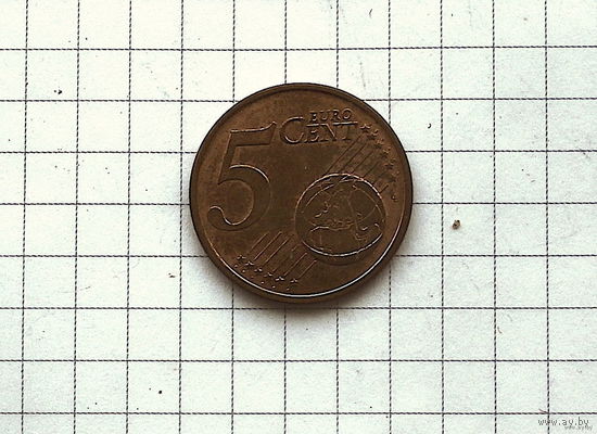 5 евро центов 2022г Франция медь UNC