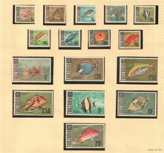 Танзания-1967(Мих.19-34) , **  ,  Морская фауна, Рыбы(полная серия)