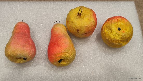 Игрушка елочная Груша Яблоко Вата 4 шт