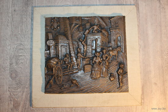 Тяжёлое, декоративное панно, 1976 год, хорошая детализация, Зап. Европа.